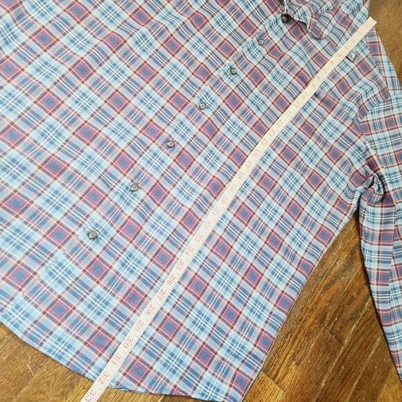 Peter Millar Lawlar Performance Check Flannel Woven Button Down Shirt Red Blue - Picture 6 of 12